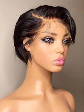 Load image into Gallery viewer, Straight Pixie Cut Wig Side Part Lace Front Human Hair Wigs Pre-plucked for Black Women Brazilian Bob Wig Transparent Lace Wigs Human Hair Wigs For Black Women Gifts for Girlfriends
