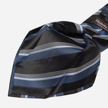 Load image into Gallery viewer, Corso - Silk Jacquard Tie - Black &amp; Blue
