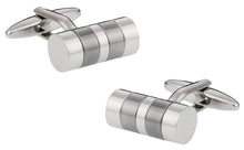 Load image into Gallery viewer, Striped Barrel Silver Cufflinks
