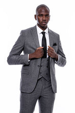 Load image into Gallery viewer, Striped Grey Double Breasted Suit - Wessi
