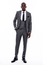 Load image into Gallery viewer, Striped Grey Double Breasted Suit - Wessi
