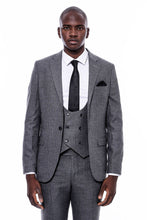Load image into Gallery viewer, Striped Grey Double Breasted Suit - Wessi
