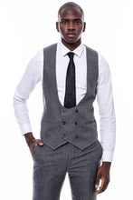 Load image into Gallery viewer, Striped Grey Double Breasted Suit - Wessi
