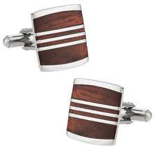 Load image into Gallery viewer, Striped Wood Cufflinks
