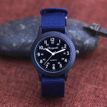 Load image into Gallery viewer, Students Learning Time Quartz Watches Girls Water Resistant Gifts Clock Kids Canvas Fashion Wristwatches Dark Watches For Men Waterproof  Field Outdoor Sport Mens Wristwatch With Nylon Band
