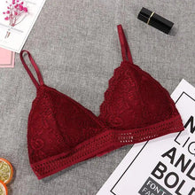 Load image into Gallery viewer, Stunning Women's French Style Lace Bra Girls Triangle Cup Lingerie With Deep V Wireless Underwear Soft Thin Seamless Bra
