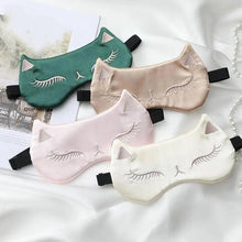 Load image into Gallery viewer, Stylish Cat Eye And Ear Design Pure Silk Double-side Shading Eyeshade Sleeping Eye Mask Blindfolds Eyeshade Health Sleep Shield Light

