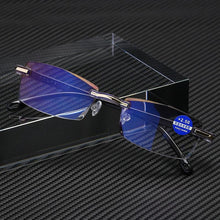 Load image into Gallery viewer, Stylish Fashionable  Blue Light Blocking Rimless Reading Glasses Women Men Simple Modern Square Frameless Diopters Glasses Frameless Reading Glasses Blue Light Blocking Rimless Computer Reader Lightweight Anti Glare Filter Eyeglasses

