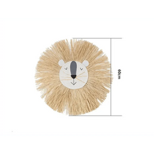 Load image into Gallery viewer, Stylish Interior Hand Woven Cartoon Lion Hanging Decorations Cotton Thread Weaving Animal Head Ornament Children room Wall Hanging

