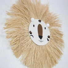 Load image into Gallery viewer, Stylish Interior Hand Woven Cartoon Lion Hanging Decorations Cotton Thread Weaving Animal Head Ornament Children room Wall Hanging
