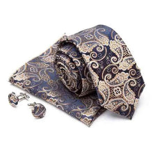 Load image into Gallery viewer, Stylish Silk Necktie With Pocket Square And Matching Cufflinks Set For Men Retro Formal Wear Necktie Set For Men
