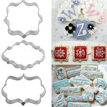 Load image into Gallery viewer, Sugar Biscuit Mold 3Pcs Plaque Cutter Cookies Frame Cake Oval Square Rectangle Fancy Stainless Cookie Mold Plaque Frame Cookie Cutter Set Square Frame Fancy Oval Rectangle And Photo Plaques Frame Fondant Cutters
