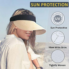 Load image into Gallery viewer, Summer Adjustable Empty Top Hat Portable Foldable Women's Beach Hat Wide Brim Women Sun Hat Fashion Casual Comfortable Cap Visors For Outdoor Activities
