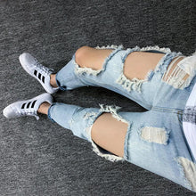 Load image into Gallery viewer, Summer Big Ripped Oversized Jeans Men's Cropped Jeans Men's Trendy K-style Beggar Scrape Cropped Ripped Pants
