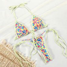Load image into Gallery viewer, Summer Bikini Luxury Swimwear Women Folds Bikini Set Women's Bikini Set Two Piece Ribbed Front Back Self-tie Triangle Bikini Charming Bottom Bathing Suit Women Swimsuit Lace Up Bikinis For Beach
