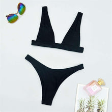 Load image into Gallery viewer, Summer Bikini Stylish Swimwear Women Halter Push Up Bikini Women's  Neck Triangle Bikini Set Leopard Print Two Piece Swimsuits Set Swimsuit Female Lemon Print Bandage Bathing Suit

