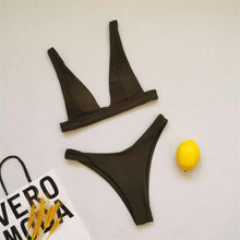 Load image into Gallery viewer, Summer Bikini Stylish Swimwear Women Halter Push Up Bikini Women's  Neck Triangle Bikini Set Leopard Print Two Piece Swimsuits Set Swimsuit Female Lemon Print Bandage Bathing Suit
