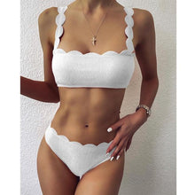Load image into Gallery viewer, Summer Blue Bikini Women Swimwear Female Swimsuit  Women’s Floral Print Lace-up Strapless Padded Comfortable Swimwear Bathing Suit Two-pieces Bikini Set Knotted Bathing Swim Suit
