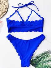 Load image into Gallery viewer, Summer Blue Bikini Women Swimwear Female Swimsuit  Women’s Floral Print Lace-up Strapless Padded Comfortable Swimwear Bathing Suit Two-pieces Bikini Set Knotted Bathing Swim Suit
