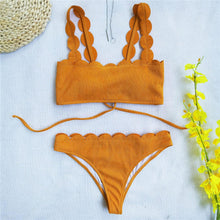 Load image into Gallery viewer, Summer Blue Bikini Women Swimwear Female Swimsuit  Women’s Floral Print Lace-up Strapless Padded Comfortable Swimwear Bathing Suit Two-pieces Bikini Set Knotted Bathing Swim Suit
