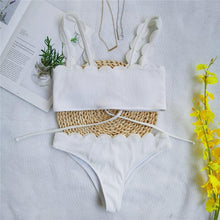 Load image into Gallery viewer, Summer Blue Bikini Women Swimwear Female Swimsuit  Women’s Floral Print Lace-up Strapless Padded Comfortable Swimwear Bathing Suit Two-pieces Bikini Set Knotted Bathing Swim Suit
