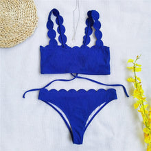 Load image into Gallery viewer, Summer Blue Bikini Women Swimwear Female Swimsuit  Women’s Floral Print Lace-up Strapless Padded Comfortable Swimwear Bathing Suit Two-pieces Bikini Set Knotted Bathing Swim Suit
