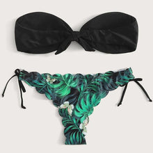 Load image into Gallery viewer, Summer Blue Bikini Women Swimwear Female Swimsuit  Women’s Floral Print Lace-up Strapless Padded Comfortable Swimwear Bathing Suit Two-pieces Bikini Set Knotted Bathing Swim Suit
