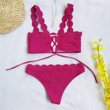 Load image into Gallery viewer, Summer Blue Bikini Women Swimwear Female Swimsuit  Women’s Floral Print Lace-up Strapless Padded Comfortable Swimwear Bathing Suit Two-pieces Bikini Set Knotted Bathing Swim Suit
