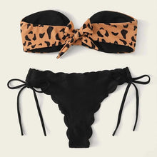 Load image into Gallery viewer, Summer Blue Bikini Women Swimwear Female Swimsuit  Women’s Floral Print Lace-up Strapless Padded Comfortable Swimwear Bathing Suit Two-pieces Bikini Set Knotted Bathing Swim Suit
