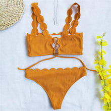 Load image into Gallery viewer, Summer Blue Bikini Women Swimwear Female Swimsuit  Women’s Floral Print Lace-up Strapless Padded Comfortable Swimwear Bathing Suit Two-pieces Bikini Set Knotted Bathing Swim Suit
