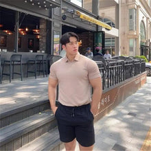 Load image into Gallery viewer, Summer Casual Man New Fashion Polo T Shirt Men Gyms Fitness Modern Short Sleeve T-Shirt Male Bodybuilding Workout Polo Tees Tops Clothes Men's Muscle T-Shirt Plus Size Short Sleeve Polo Shirt Casual Tops Summer Tee Shirts Slim Fit Workout Shirts
