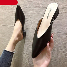 Load image into Gallery viewer, Summer Elegant Ladies Slippers Slip On Square Heel Shoes High Heels Women Pumps Women Flats Elastic Mules Comfortable Slip On Women's Flats Loafers Casual Flat Shoes
