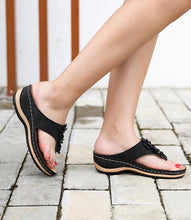 Load image into Gallery viewer, Summer Flat Sandal For Women Multicolor Handmade Retro Flowers Flip-Flops Women Slippers Cute Flat Summer Flats Sandals Women Strappy Flat Open Toe Sandals
