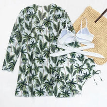 Load image into Gallery viewer, Summer Floral Print Bikini Swimsuit Women 3 Piece High-Waist Bikini Set Swimwear Female Push-Up Bathing Suit Tropical High Waist Wrap Swimsuit With Beach Cover Ups Soft And Breathable Summer Bikini
