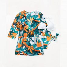 Load image into Gallery viewer, Summer Floral Print Bikini Swimsuit Women 3 Piece High-Waist Bikini Set Swimwear Female Push-Up Bathing Suit Tropical High Waist Wrap Swimsuit With Beach Cover Ups Soft And Breathable Summer Bikini

