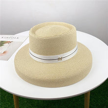 Load image into Gallery viewer, Summer Hat New Female Sun Hat Folding Beach Hat New Women's Ladies Wide Large Brim Floppy Folding Summer Beach Sun Hat Straw Cap Big Brim Elegant White Travel Sun Hat 55-58CM
