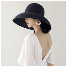 Load image into Gallery viewer, Summer Hat New Female Sun Hat Folding Beach Hat New Women's Ladies Wide Large Brim Floppy Folding Summer Beach Sun Hat Straw Cap Big Brim Elegant White Travel Sun Hat 55-58CM
