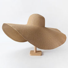 Load image into Gallery viewer, Summer Large Wide Brim Foldable Sun Hats For Women Foldable Sun Hat Wide Brim Summer Straw Floppy Beach Hat Oversized Sun Hat Modern Travel Straw Hat Fashionable Lady UV Protection Beach Hat 54-57cm
