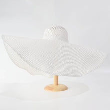 Load image into Gallery viewer, Summer Large Wide Brim Foldable Sun Hats For Women Foldable Sun Hat Wide Brim Summer Straw Floppy Beach Hat Oversized Sun Hat Modern Travel Straw Hat Fashionable Lady UV Protection Beach Hat 54-57cm
