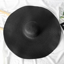 Load image into Gallery viewer, Summer Large Wide Brim Foldable Sun Hats For Women Foldable Sun Hat Wide Brim Summer Straw Floppy Beach Hat Oversized Sun Hat Modern Travel Straw Hat Fashionable Lady UV Protection Beach Hat 54-57cm
