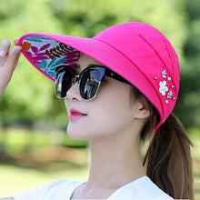 Load image into Gallery viewer, Summer Modern Adult Hats For Women Foldable Sun Hat Women's Adjustable Packable Roll-Up Visor Flower Hat Outdoor Female Casual Baseball Cap For Sport
