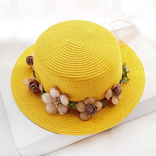 Load image into Gallery viewer, Summer New Sun Hat Stylish Bowknot Straw Hat For Women Beach Caps Parent-child Summer New Women's Sun Hat Bucket Cap Beige Flowers Ribbon Party Straw Hat For Women
