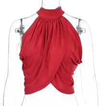 Load image into Gallery viewer, Summer Ruched Halter Crop Cute Tank Top with backless design cute tops for women= - Summer Fashion Tops For women
