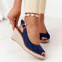 Load image into Gallery viewer, Summer Sandals Women Platform Shoes Candy Color Casual Girls Slip On Strap Cross Platform Espadrille Open Toe High Heel Sandals With Ankle Strap Buckle Up Shoes
