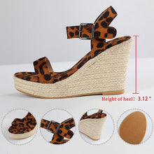 Load image into Gallery viewer, Summer Sandals Women Platform Shoes Candy Color Casual Girls Slip On Strap Cross Platform Espadrille Open Toe High Heel Sandals With Ankle Strap Buckle Up Shoes

