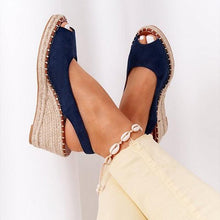 Load image into Gallery viewer, Summer Sandals Women Platform Shoes Candy Color Casual Girls Slip On Strap Cross Platform Espadrille Open Toe High Heel Sandals With Ankle Strap Buckle Up Shoes
