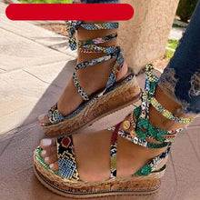 Load image into Gallery viewer, Summer Sandals Women Platform Shoes Candy Color Casual Girls Slip On Strap Cross Platform Espadrille Open Toe High Heel Sandals With Ankle Strap Buckle Up Shoes
