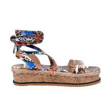 Load image into Gallery viewer, Summer Sandals Women Platform Shoes Candy Color Casual Girls Slip On Strap Cross Platform Espadrille Open Toe High Heel Sandals With Ankle Strap Buckle Up Shoes
