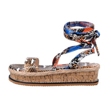 Load image into Gallery viewer, Summer Sandals Women Platform Shoes Candy Color Casual Girls Slip On Strap Cross Platform Espadrille Open Toe High Heel Sandals With Ankle Strap Buckle Up Shoes
