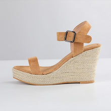 Load image into Gallery viewer, Summer Sandals Women Platform Shoes Candy Color Casual Girls Slip On Strap Cross Platform Espadrille Open Toe High Heel Sandals With Ankle Strap Buckle Up Shoes
